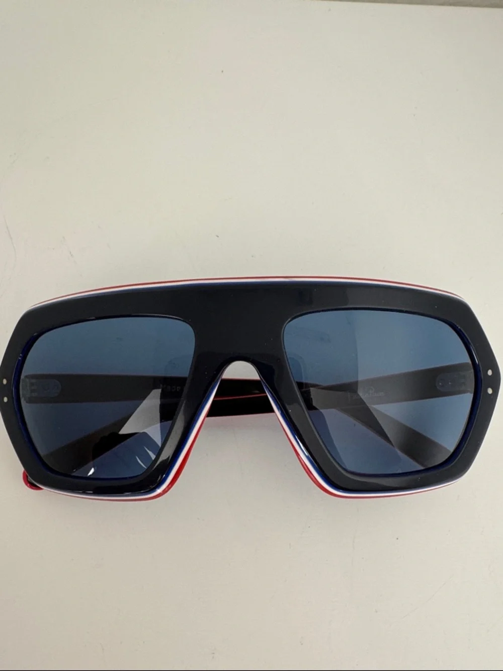 Emilio Pucci Oversized Shield Sunglasses Blue Lens Tricolor Frame